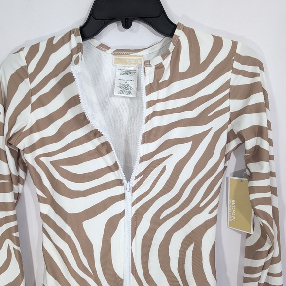 Michael Kors Long Sleeve Rashguard sz 6 Women Swimsuit New Beah surf swimming MK - Picture 3 of 10